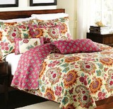 欧美式床盖纯棉绗缝被床上用品三件套空调被夏凉被可水洗复古床单