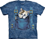 2016夏装The Mountain蓝色背带猫情侣装纯棉3D短袖大码圆领T恤衫