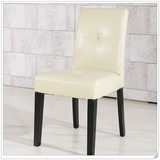 新款餐桌组合餐椅简约休闲椅黑橡木乳白色包皮面梳妆椅LY227餐椅
