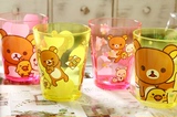 日本正版轻松熊 创意卡通可爱情侣对杯 亚克力漱口牙刷杯子水杯