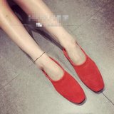 韩版方头平底鞋平跟女式四季单鞋糖果色浅口绑带芭蕾舞女鞋学生鞋