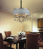 新款 现代客厅水晶吊灯 欧式餐厅灯饰 长方形吊灯 布艺水晶灯具