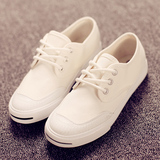 2016夏季新款平底女士小白鞋韩版学生休闲鞋系带白色帆布鞋子板鞋