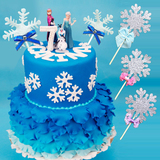 Frozen冰雪奇缘公主艾莎娃娃配件蛋糕装饰竹签雪花插片插旗插牌