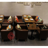 西餐厅 咖啡厅卡座沙发桌椅组合 茶餐厅甜品店圈椅软包布艺卡座