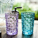 欧式复古浮雕玻璃杯彩色家用水杯套装zakka果汁饮料杯刷牙杯包邮