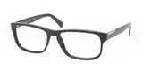 全球购 现货 PRADA 07PV 简洁有型 男士大框眼镜架 黑色/琥珀色