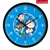 飞淘 正品创意时钟表卡通可爱机器猫 儿童房卧室静音挂钟石英钟
