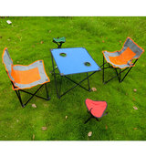 户外休闲便携折叠桌椅套件1桌2椅2凳子公园沙滩钓鱼庭院用送伞绳
