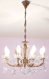 西洋古董vintage欧洲法国黄铜鎏金水晶客厅吊灯antique