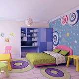 宜然居大型卡通壁画 可爱棒棒糖A01定制个性蓝色壁纸儿童房背景墙