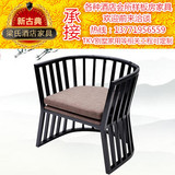 现代新中式实木圈椅售楼处洽谈椅休闲椅子酒店会所单人沙发椅家具