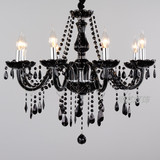 欧式黑色水晶吊灯 创意客厅餐厅卧室大厅蜡烛现代简约灯饰灯具