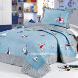 外贸出口床品纯棉地中海帆船美式床盖绗缝被两件套欧式床罩空调被