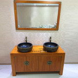 现代中式浴室柜 落地实木古典卫浴柜 双盆大户型洗脸洗手盆柜组合