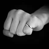 尾戒男士小指单身戒指 光板简约日韩版银色钛钢指环女 黑色潮饰品