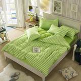 淡雅纯色1.5m床上四件套魅力条纹床单果绿色被子四件套1.35米学生