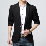 2016春季新款韩版修身纯色单排扣小西装男士休闲西服男版外套单西