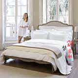 美式乡村实木复古雕花做旧双人床法式棉麻软包布艺床欧式仿古婚床