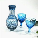 日式请酒壶 清酒杯 切子玻璃杯 纯手工制作的雕刻制作工艺