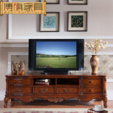 美式乡村实木电视柜1.8米 2米欧式视听柜地柜组合 储物收纳柜现货