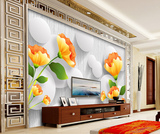 现代简约时尚花卉3d立体电视背景墙壁纸客厅无纺布墙纸大型壁画