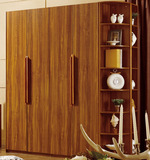 现代中式实木衣柜平开门组合四门衣柜宜家板木结合卧室家具