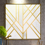 北欧简约客厅装饰画餐厅挂画抽象墙画卧室壁画有框画线条金色色块