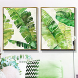 酒店软装配画高档挂画现代家居客厅背景墙壁画绿色简约植物装饰画
