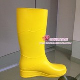 清仓时尚糖果防滑坡跟雨靴黄色中高筒雨鞋女水鞋柔软套鞋日本