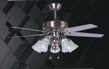 吊扇灯简约现代48不锈钢电风扇灯客厅餐厅吊扇带灯吸顶风扇JM-003