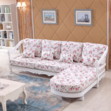 韩式转角贵妃椅实木可拆洗小户型客厅欧式布艺沙发组合咖啡厅沙发