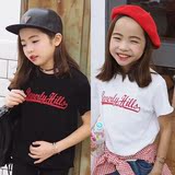 2016夏季韩国女童装男童儿童短袖T恤中大童韩版纯棉印花套头衫潮