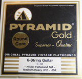 德国进口 Pyramid Gold Chrome 平卷爵士吉他琴弦round core12-52