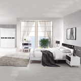 简约现代品牌套房 卧室板式家具套装组合 床衣柜成套家具六件套