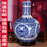 景德镇陶瓷器 中国红福寿图落地大花瓶 现代时尚客厅家居装饰摆件