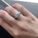仿真钻戒1克拉六爪日韩纯银饰品结婚情侣对戒刻字高碳钻石戒指女