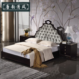 新中式实木床卧室双人床家具现代中式简约酒店床婚床布艺床实木床
