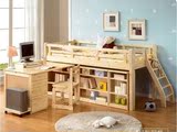 儿童组合套床松木儿童套房家具组合实木床书桌+柜子健康环保