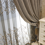 欧式简约现代定制窗帘加厚雪尼尔布料客厅卧室定做全遮光纯色布艺