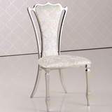 新款不锈钢绒布餐椅欧式时尚创意休闲椅子后现代高档新古典餐椅