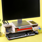 液晶电脑支架桌面增高架办公收纳盒支撑底座木质双层抽屉式护颈椎