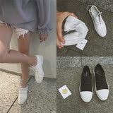 韩国官网 板鞋女休闲尖头系带学生韩版小白鞋平底女鞋帆布鞋 板鞋