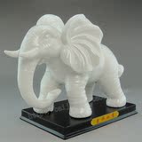 陶瓷大象摆件招财大象德化白象办公室客厅书房实木底座象摆设大象