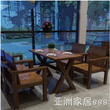 实木仿古怀旧户外咖啡厅桌椅酒吧京剧院桌椅西餐厅奶茶店茶馆桌椅