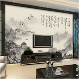 大型壁画电视墙背景客厅墙纸中式古典山水名画中国风壁纸水墨国画