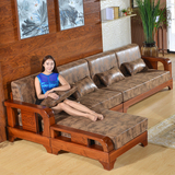 金隆凰水曲柳实木沙发 布艺可拆洗客厅家具现代中式组合沙发