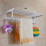 毛巾架太空铝卫生间毛巾杆浴室挂件置物架折叠浴巾架2层放衣架