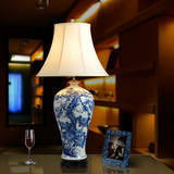 景德镇手绘青花瓷仿古奢华中式大号美式欧式卧室客厅手工陶瓷台灯