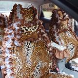 女性冬专用汽车坐垫套装韩国豹纹布艺车内座垫座套装汽车装饰用品